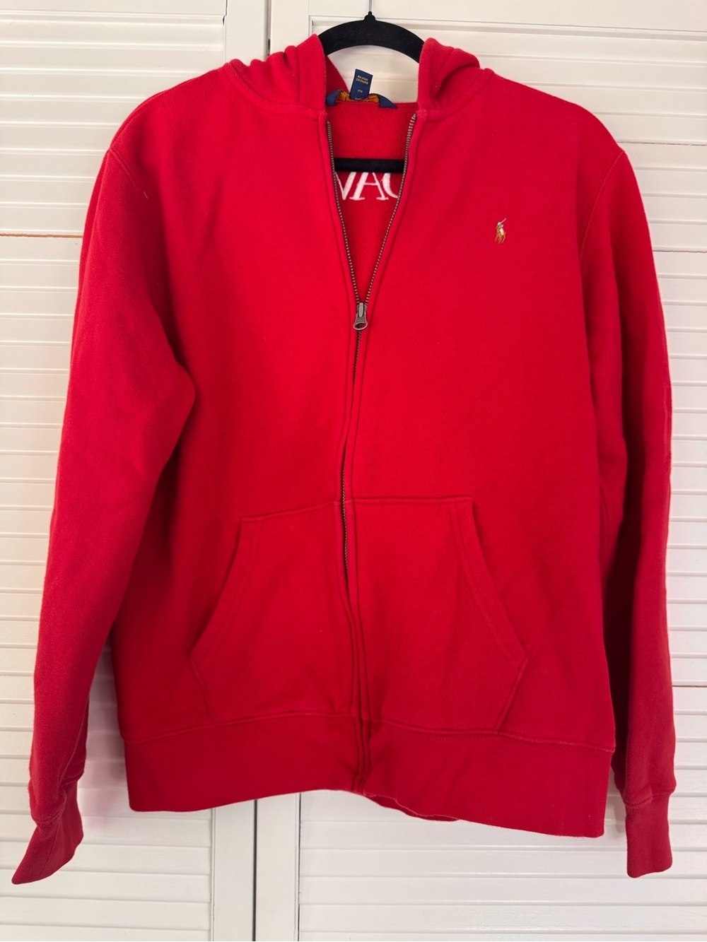 Boys Polo Ralph Lauren Red Zip-Up Hoodie- DAVID embroidered on back